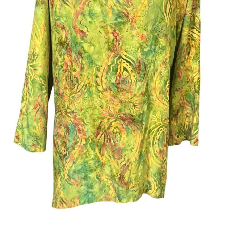 Soft Surroundings Abstract Tunic 3/4 Sleeves Size Small Green Boho Art to Wear - Picture 4 of 7